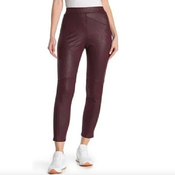 Free People Maroon Vegan Faux Suede Leggings - Picture 2 of 4